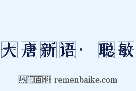 大唐新语·聪敏是什么意思的图片